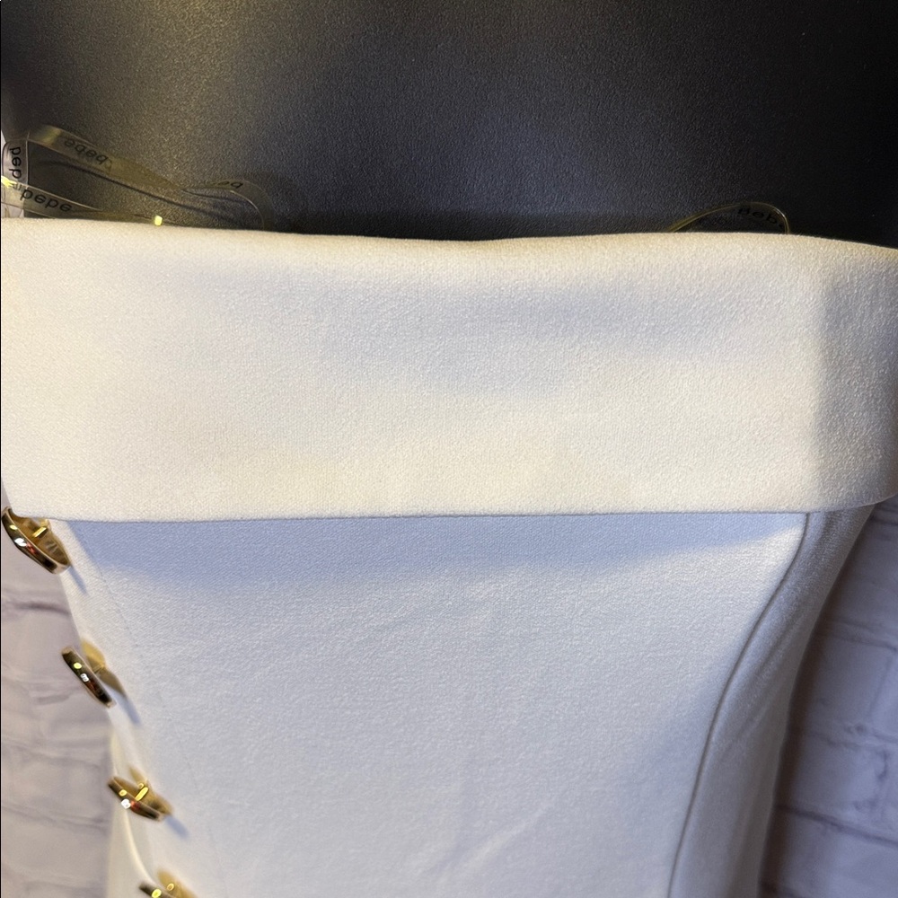 bebe White Strapless Jumpsuit with Button Accents - Picture 6 of 12